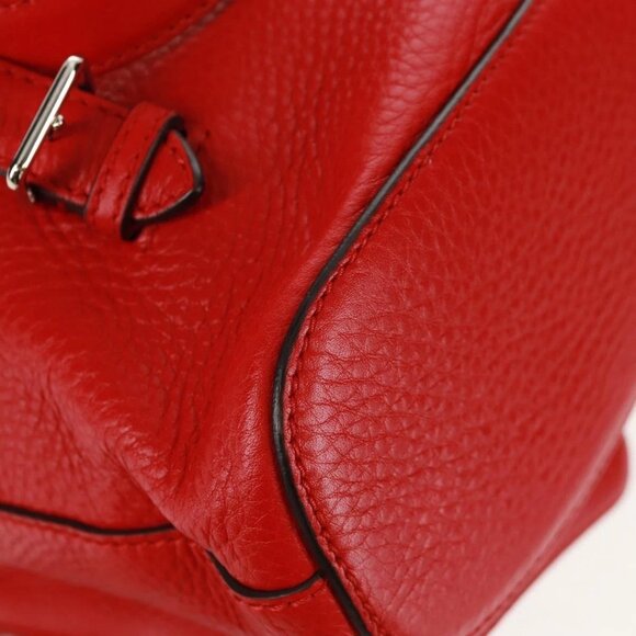 GUCCI Bamboo Backpack Leather Red Silver 370833 Auth 158958V main image 7